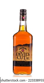 chisinau, moldova  July 16. 2014. jim beam devils cut, one of best selling brands of whiskey in the world.
