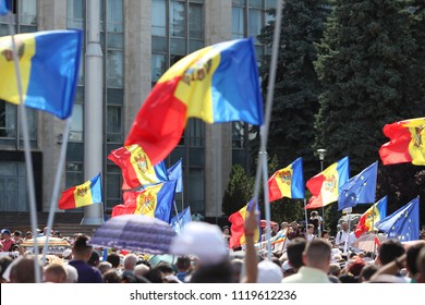 Chisinau, Moldova - June 24 2018: Anti-government Rally After The Election Of The Mayor Of Chisinau