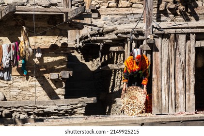 Chitral Valley, Hindukush, Pakistan - September 2021: Portrait Daily Life Activity Of Kalash People In Ramburet-bamburet Village Show An Ethicnity Costume Of Kalash Tribe