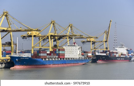 Chittagong, Bangladesh 11 March 2017 - Some ships anchored at Chittagong Port