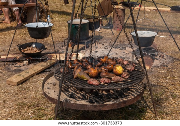 Chivalrous Camp Fire Pits Blurred Background Stock Photo Edit Now