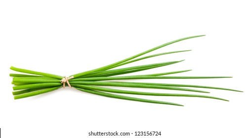 Chives Bunch Isolated On White