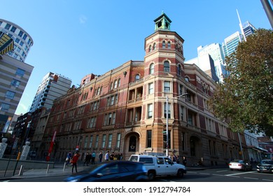 Chiyasit : Sydney Australia - April 10, 2015: at 1.:18 pm Street corner building architecture