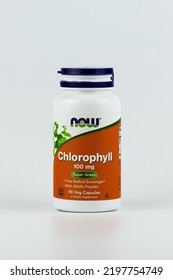 Chlorophyll Editorial. Dietary Supplement In The Jar. Novosibirsk, Russia - January, 18 - 2022