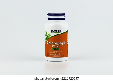 Chlorophyll Editorial. Dietary Supplement In The Jar. Novosibirsk, Russia - January, 18 - 2022