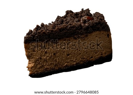 Choc cheery cheesecake isolate on white for mockup, high resolution image, stacking focus techniq. 