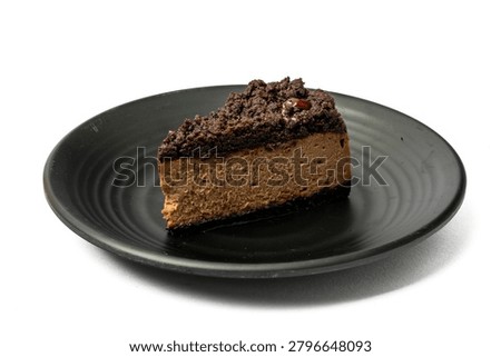 Choc cheery cheesecake isolate on white for mockup, high resolution image, stacking focus techniq. 
