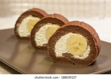 Choco Banana Swiss Roll Cake