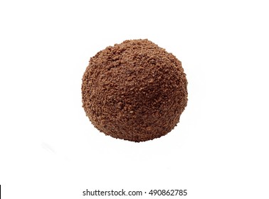 Chocolate Ball Cakes Isolated On White Background. Potato Cake