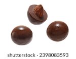 Chocolate balls with hazelnut isolated on white background