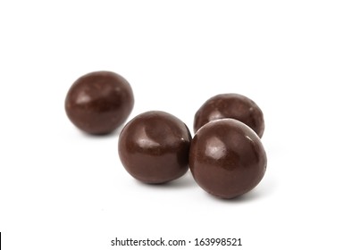  Chocolate Balls Isolated On A White Background