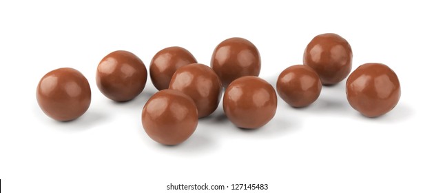 Chocolate Balls On A White Background