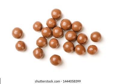 Chocolate balls on a white background