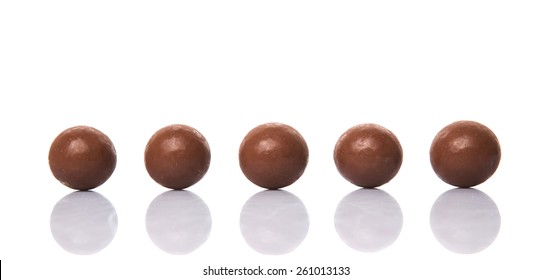 Chocolate Balls With Over White Background