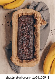 Chocolate Banana Bread In Baking Tray