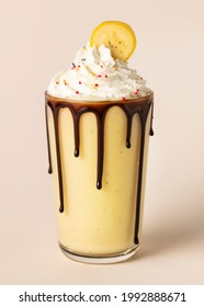 Chocolate Banana Milkshake With Whipped Cream