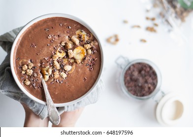 Chocolate Banana Protein Smoothie Bowl