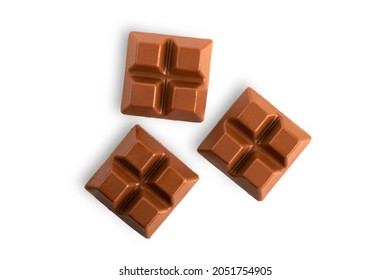 Chocolate Bar Isolated On White Background. Top View
