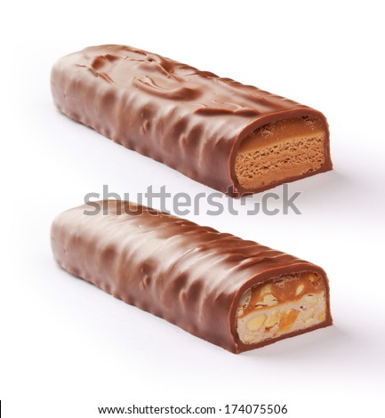 Chocolate bar set with clipping path.