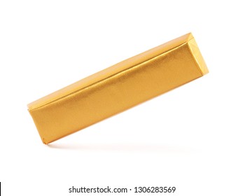 Chocolate Bar Wrapped In Golden Aluminum Foil