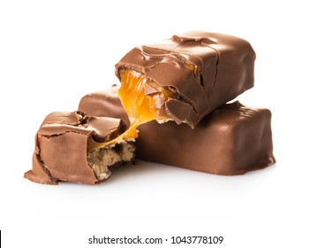 chocolate bars close-up on white isolated background