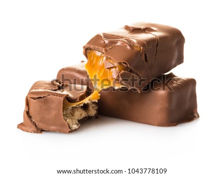 chocolate bars close-up on white isolated background