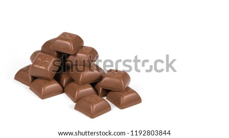 Chocolate bars stack isolated on white background