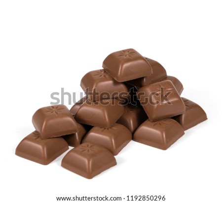 Chocolate bars stack isolated on white background