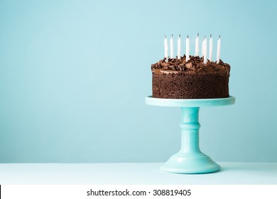 Chocolate Birthday Cake With Blown Out Candles