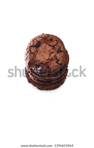 Chocolate Biscuits Plus Raisins Round Shape Stock Photo