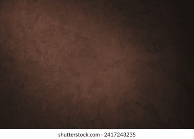 Chocolate Brown Venetian plaster Wall Background with spotlight. Beautiful Abstract Dark Decorative Stucco. Artistic Texture with Copy Space for design. - Powered by Shutterstock