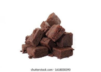 Chocolate Brownie Bites With White Background