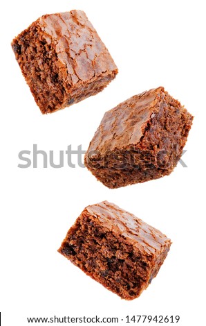 Chocolate brownie cake on a white isolated background. the toning. selective focus