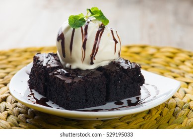 Chocolate Brownie And Ice Cream