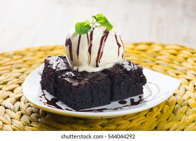 Chocolate Brownie And Ice Cream

