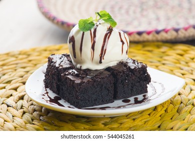 Chocolate Brownie And Ice Cream

