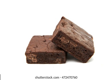 Chocolate Brownie Isolated On White.