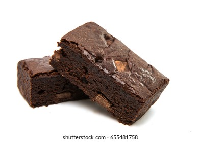 Chocolate Brownie Isolated On White.