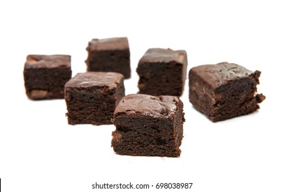 Chocolate Brownie Isolated On White.