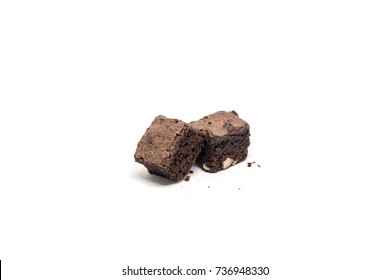 Chocolate Brownie Isolated On White Background