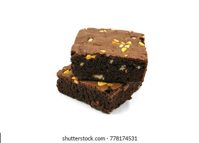 Chocolate Brownie Isolated On White Background