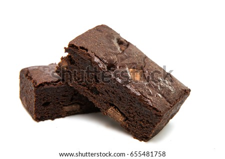 Chocolate Brownie isolated on white.