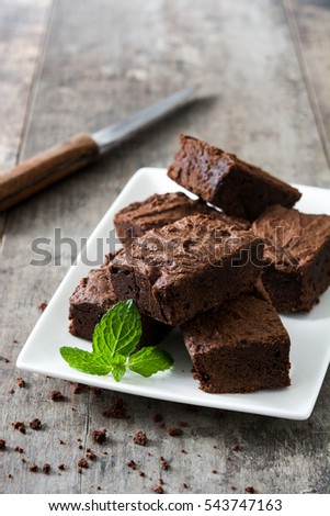 Similar – Schokoladenbrownie-Stücke auf Holz