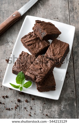 Similar – Schokoladenbrownie-Stücke auf Holz