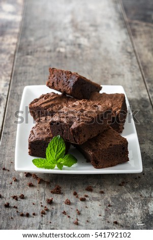 Similar – Schokoladenbrownie-Stücke auf Holz