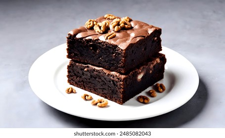 A chocolate brownie with walnuts - Powered by Shutterstock