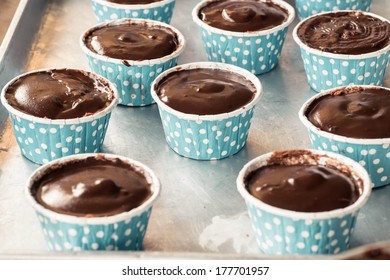 Chocolate Cake Batter In A Cupcake Case Before Baking