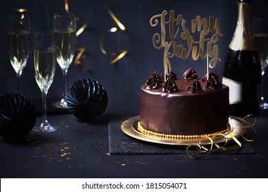 Chocolate Cake In Black And Gold