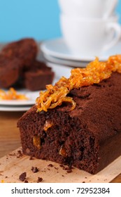 Chocolate Cake With Candied Orange Peel. Shallow Dof