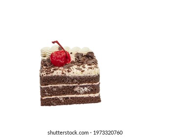 Chocolate Cake, A Close Up Of Homemade Slided Birthday Layer Cake Bakery Isolated On White Background.